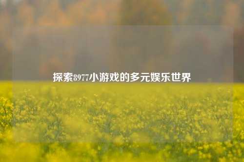 探索8977小游戏的多元娱乐世界